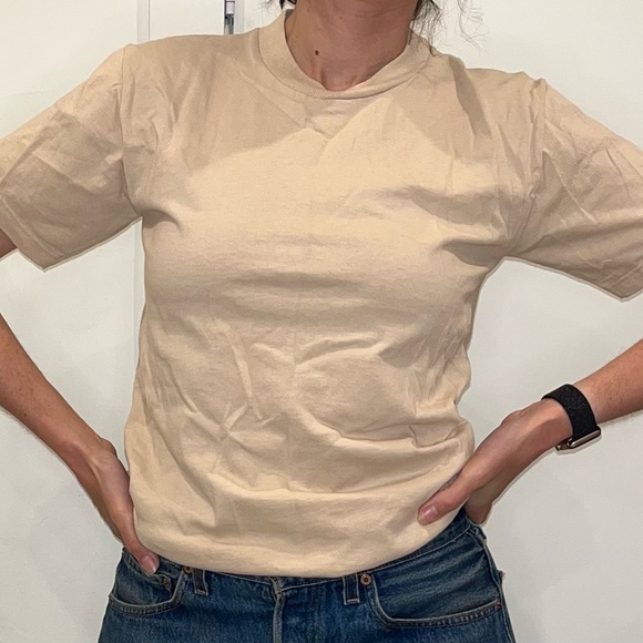 Plain vintage beige cotton T - Picture 1 of 5